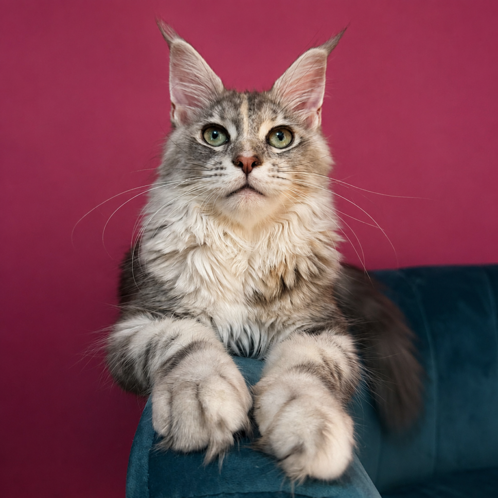 Giselle, a Silver Maine Coon kitten