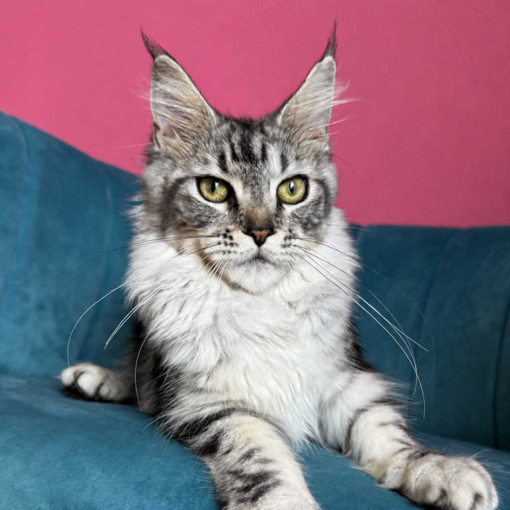 Diana, a Silver Maine Coon kitten