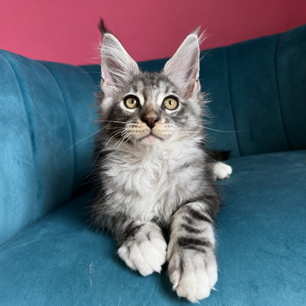 Caesar, a Silver Maine Coon kitten