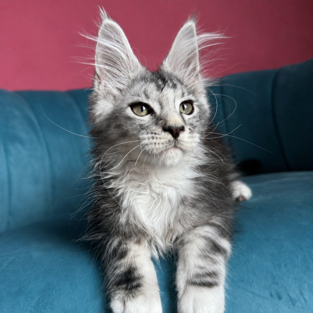 Auster, a Silver Maine Coon kitten
